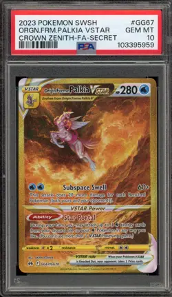 Pokemon Origin Forme Palkia VSTAR Crown Zenith Secret Rare Full Art #GG67 PSA 10 - Image 1