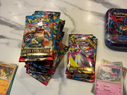 Pokemon Cards – MEGA EVOLUTION Bulk Lot - 23 open packs, 3x empty tins + loose - Image 4