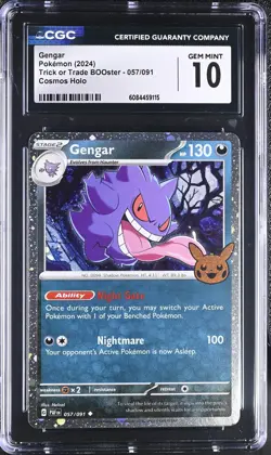 CGC 10 GEM MINT Gengar 057/091 Cosmos Holo Trick or Trade Pokemon Card - Image 1