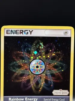 Rainbow Energy 81/92 EX Legend Maker Reverse Holo Pokemon TCG Swirl - Image 3