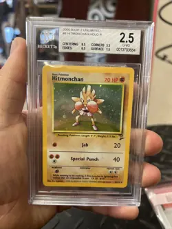 2000 Pokemon Base Set 2 Hitmonchan Holo 8/130 BGS 2.5 PSA CGC Vintage - Image 1