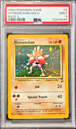 PSA 9 MINT Hitmonchan #8 Base Set 2 Holo Rare 2000 Pokemon English - Image 1