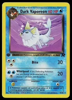 Pokemon Card - Dark Vaporeon Team Rocket 45/82 Uncommon 1st Edition - Image 1
