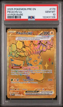 2025 POKEMON PRE EN-PRISMATIC EVOLUTIONS HYPER RARE #179 PIKACHU EX PSA 10 - Image 1