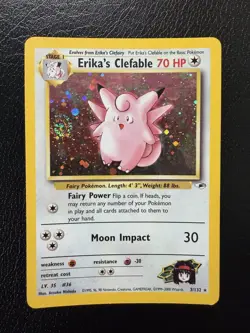 Pokemon TCG WoTC Erika’s Clefable Gym Challenge Holo 3/132 MP+ With Swirl🌀 - Image 1