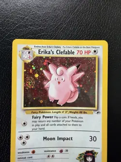 Pokemon TCG WoTC Erika’s Clefable Gym Challenge Holo 3/132 MP+ With Swirl🌀 - Image 2