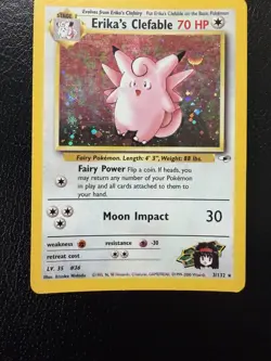 Pokemon TCG WoTC Erika’s Clefable Gym Challenge Holo 3/132 MP+ With Swirl🌀 - Image 3