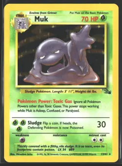 1999 Pokemon TCG Muk Fossil 13/62 #13 Holo Card WOTC Genuine Vintage - Image 1