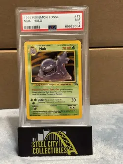 1999 Pokemon Fossil Muk Unlimited Holo Rare 13/62 PSA 7 Near Mint - Image 1