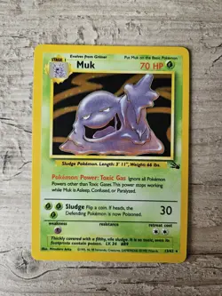 Pokemon TCG Muk Fossil Holo Card 13/62 Unlimited Holo Rare (1999) - Image 1
