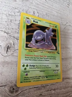 Pokemon TCG Muk Fossil Holo Card 13/62 Unlimited Holo Rare (1999) - Image 2