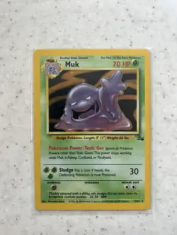 Pokemon TCG Muk Fossil Holo Card 13/62 Unlimited Holo Rare (1999) - Image 1