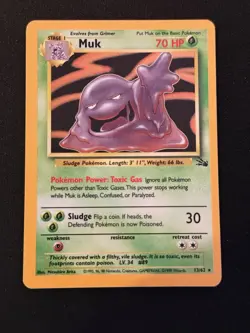 Pokemon TCG Muk 13/62 Fossil Holo Rare Vintage 1999 WOTC - Image 1