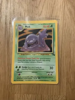 Pokemon TCG Muk Fossil Holo Rare Card 13/62 Vintage 1999 WOTC - Image 1