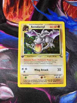 Pokemon Holo Rare Card : Aerodactyl 1/62 (Prerelease) (1st Edition) (Fossil) - Image 1