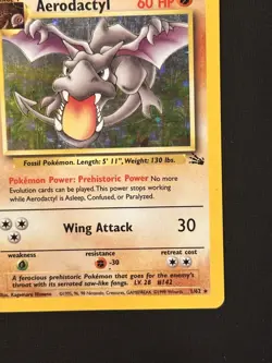Aerodactyl Fossil 1/62 Holo Unlimited Holo Rare Vintage Pokemon TCG LP/MP - Image 4