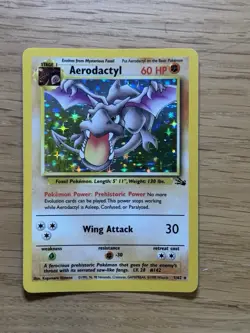Pokemon TCG Aerodactyl 1/62 Fossil Unlimited Holo Rare LP Condition - Image 1