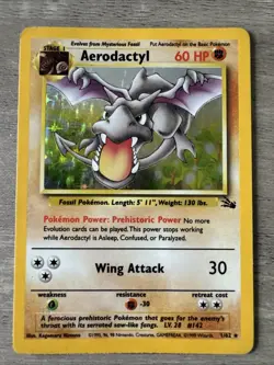 Pokemon TCG Aerodactyl Holo Card Fossil Set, 1/62 Rare, MP Condition - Image 1