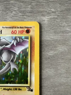 Pokemon TCG Aerodactyl Holo Card Fossil Set, 1/62 Rare, MP Condition - Image 4