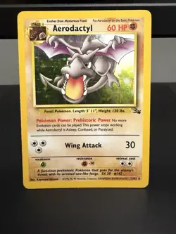Pokemon TCG Aerodactyl Holo Card 1/62 Unlimited Rare Fossil - Image 1