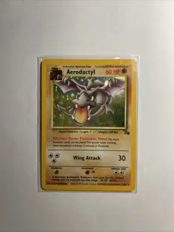 Pokemon TCG Aerodactyl 1/62 Fossil Unlimited Holo Rare LP Condition - Image 1