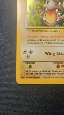 Aerodactyl 1/62 Holo Rare Pokemon Card 1999 Fossil WOTC - Image 4