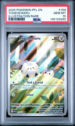 2025 POKEMON PFL EN-PHANTASMAL FLAMES #104 TOGEDEMARU ILLUSTRATION RARE PSA 10 - Image 1