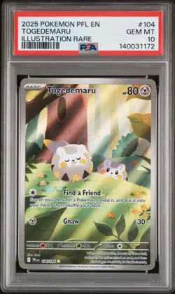 2025 POKEMON PFL EN-PHANTASMAL FLAMES ILLUSTRATION RARE #104 TOGEDEMARU PSA 10 - Image 1
