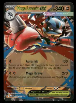 Pokemon Cards Mega Lucario ex 077/132 Mega Evolution Double Rare NM *1 - Image 1