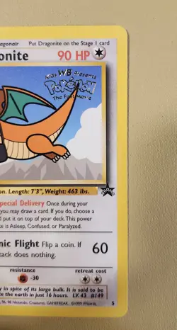 1999 Pokemon Promo WB First Movie Dragonite - see video of card - Image 4