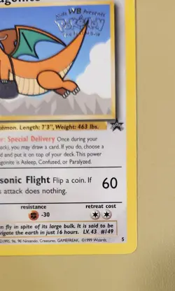 1999 Pokemon Promo WB First Movie Dragonite - see video of card - Image 5