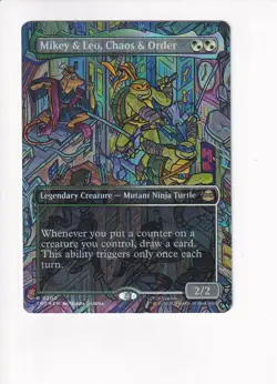 MAGIC TEENAGE MUTANT NINJA TURTLES FOIL MIKEY & LEO, CHAOS & ORDER BORDERLESS - Image 1