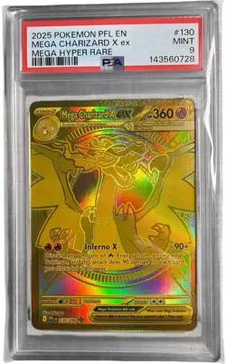 Mega Charizard X ex 130/094 Me02: Phantasmal Flames Mega Hyper Rare Holo PSA 9 - Image 1