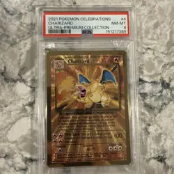 PSA 8 Gold Metal Charizard Pokemon Celebrations Ultra Premium Collection UPC #4 - Image 1