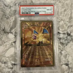 PSA 8 Gold Metal Charizard Pokemon Celebrations Ultra Premium Collection UPC #4 - Image 2