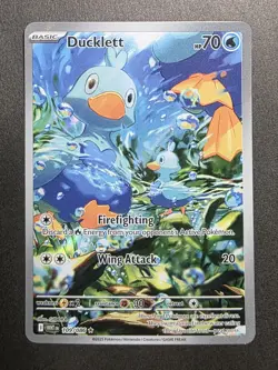 Pokemon TCG Ducklett 109/086 Illustration Rare Full Art Holo White Flare English - Image 1
