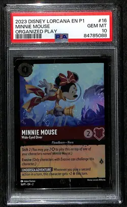 Disney Lorcana Minnie Mouse Wide-Eyed Diver Cold Foil Promo 16/P1 PSA 10 - Image 1