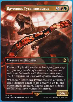 Ravenous Tyrannosaurus Jurassic World NM Red Green Rare CARD (513332) ABUGames - Image 1