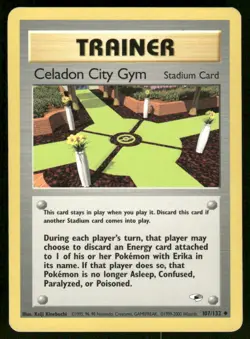 Pokemon Cards Celadon City Gym 107/132 Unlimited Gym Heroes WOTC Uncommon LP - Image 1