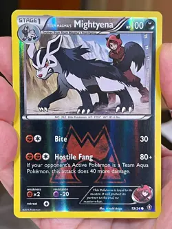 POKEMON TEAM MAGMA'S MIGHTYENA 19/34 COMMON REVERSE HOLOFOIL DOUBLE CRISIS NM - Image 1
