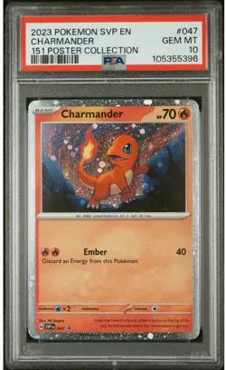 Charmander 047/165 151 Poster Collection Pokemon PSA 10 - Image 1