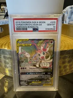 PSA 10 Gardevoir & Sylveon GX 205/214 Pokemon Unbroken Bonds Alt Art Tag Team - Image 1