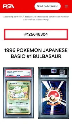 Pokemon Bulbasaur Japanese Basic 001 PSA 9 1996 Regular Common - Image 3