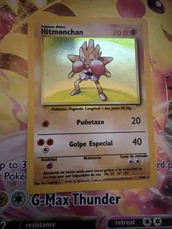 Hitmonchan #7 – Base Set Unlimited Holo HP WotC Rare Spanish Pokemon LP - Image 2
