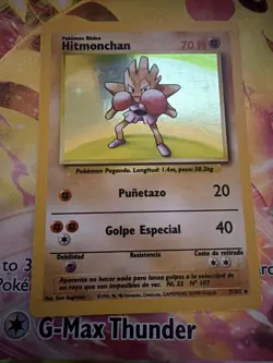 Hitmonchan #7 – Base Set Unlimited Holo HP WotC Rare Spanish Pokemon LP - Image 3