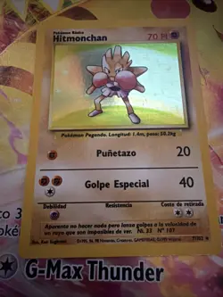 Hitmonchan #7 – Base Set Unlimited Holo HP WotC Rare Spanish Pokemon LP - Image 4