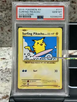 2016 Pokemon Surfing Pikachu Evolutions Secret Rare 111/108 Regular PSA 10 - Image 1