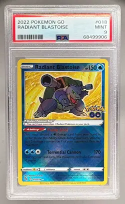 68499906 Radiant Blastoise 2022 Pokemon Sword & Shield Pokemon GO #018 PSA 9 - Image 1