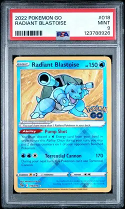 2022 POKEMON GO #018 RADIANT BLASTOISE PSA 9 - Image 1