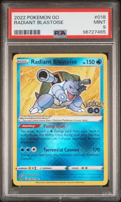 2022 POKEMON GO #018 RADIANT BLASTOISE PSA 9 - Image 1